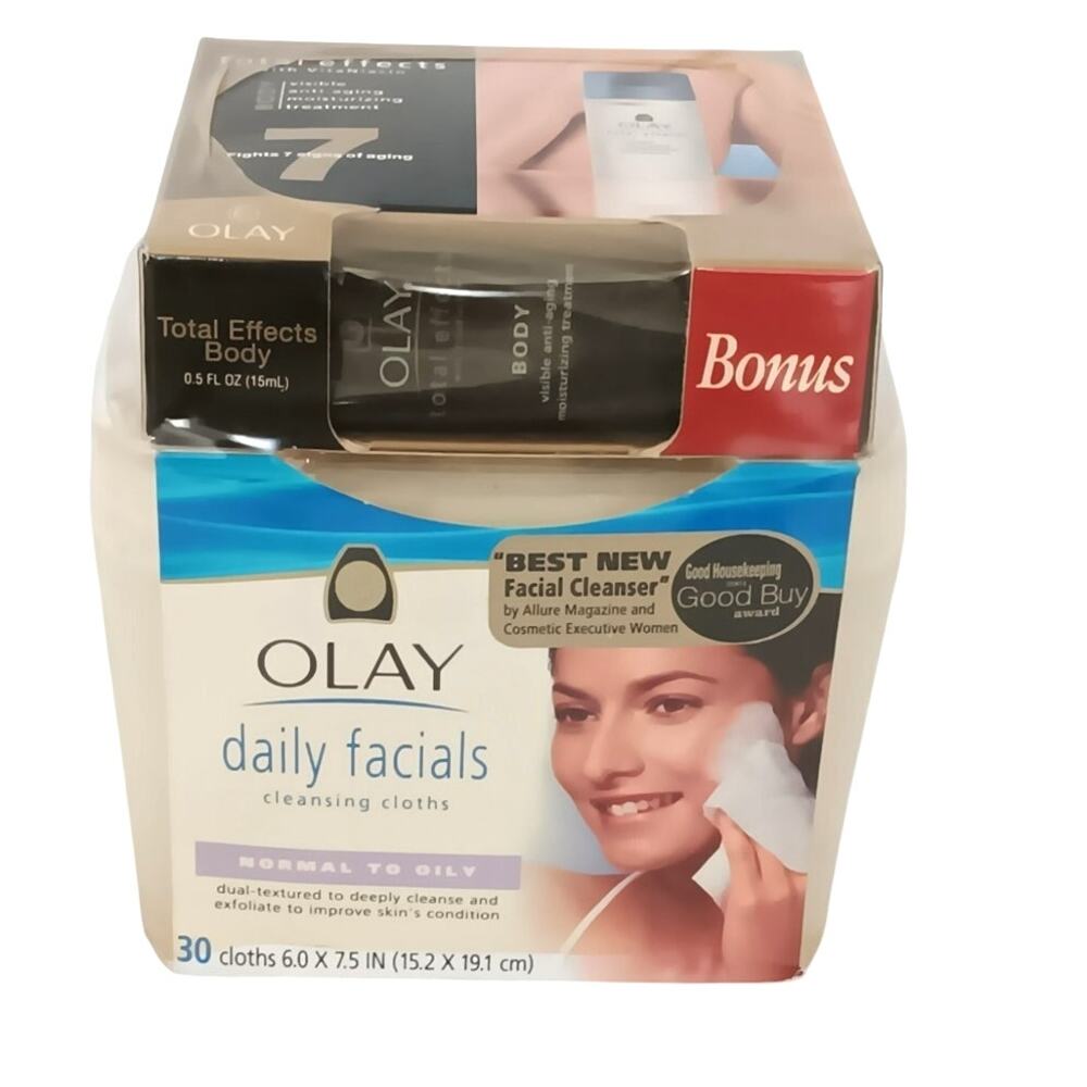 Olay Daily Facial Cleansing Cloths 30 Count Normal to Oily Water Activated Box